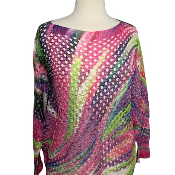 Free For Humanity Inspire a Paris Festival Rainbow Crochet Sweater Size Small - Picture 3 of 8